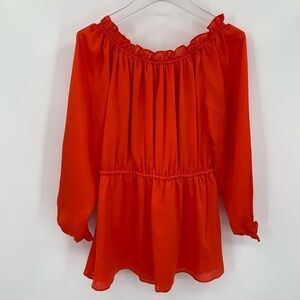 DVF Diane von Furstenberg Camila Spicy Orange off the shoulder top blouse new 2